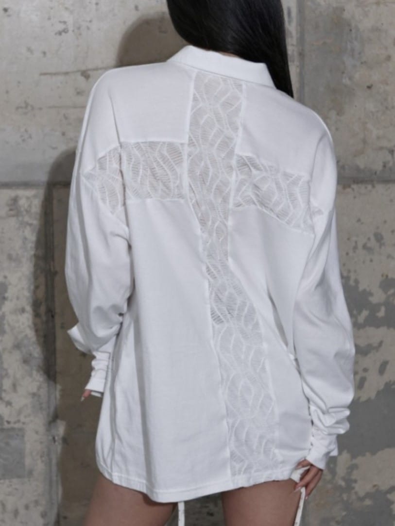 【FANCY CLUB】BACK CROSS OVER FIT COLLAR TEE / 【ファンシークラブ】バッククロスオーバーフィットカラー長袖Ｔシャツ