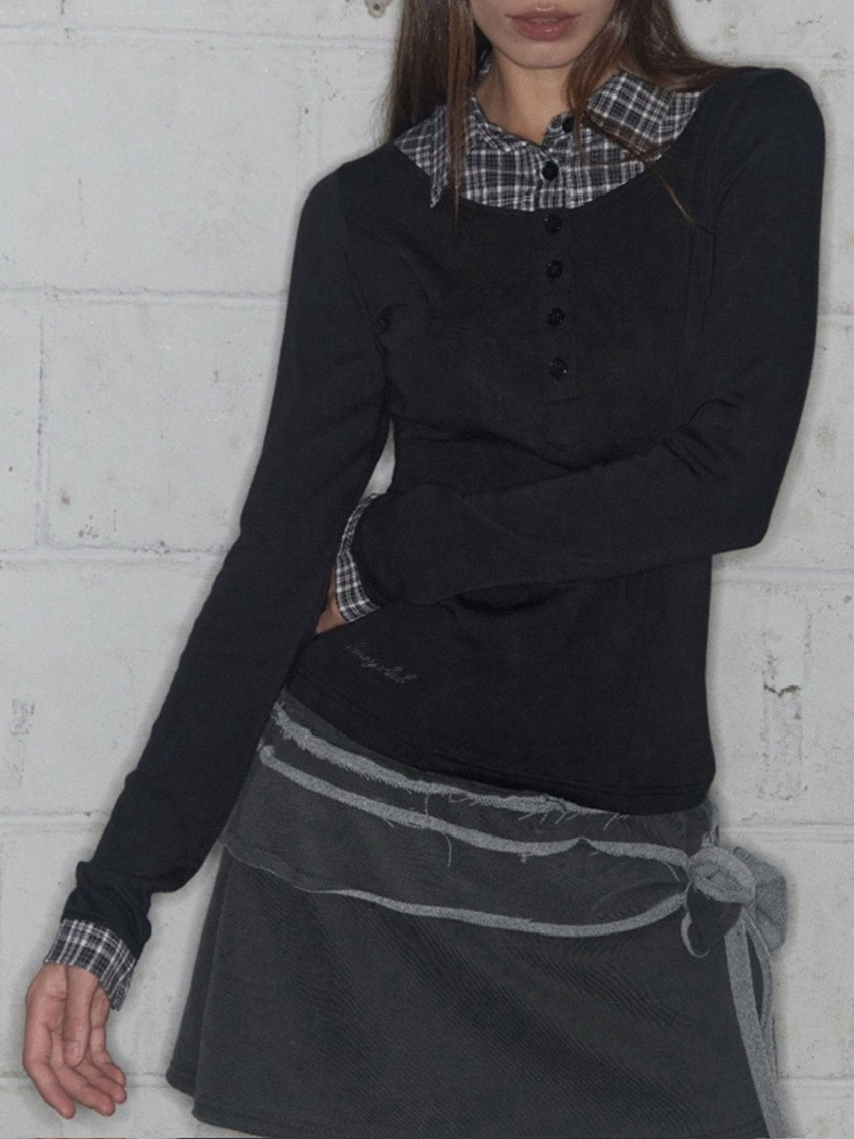 【FANCY CLUB】SHIRT LAYERED LONG SLEEVE / 【ファンシークラブ】シャツレイヤード長袖Ｔシャツ