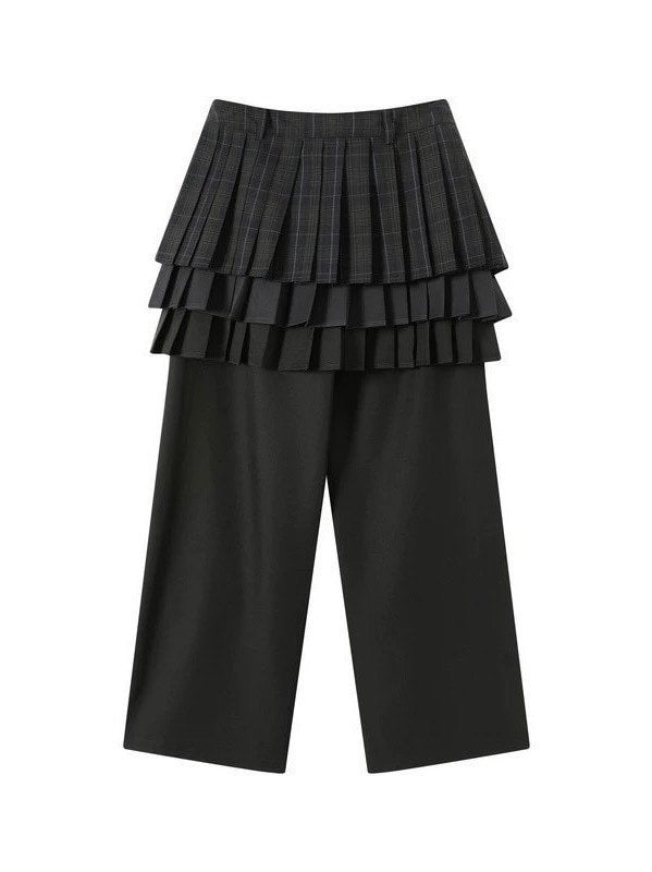 【TGNS】Three-Layer Spliced Pleated Culottes /【ツーガンズ】スリーレイヤードプリーツスカートパンツ