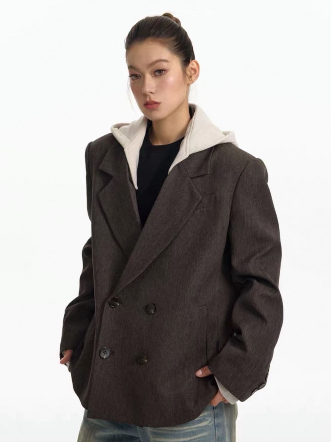 【TGNS】Detachable Hooded Suit / 【ツーガンズ】オーバーサイズフードセットテーラードジャケット