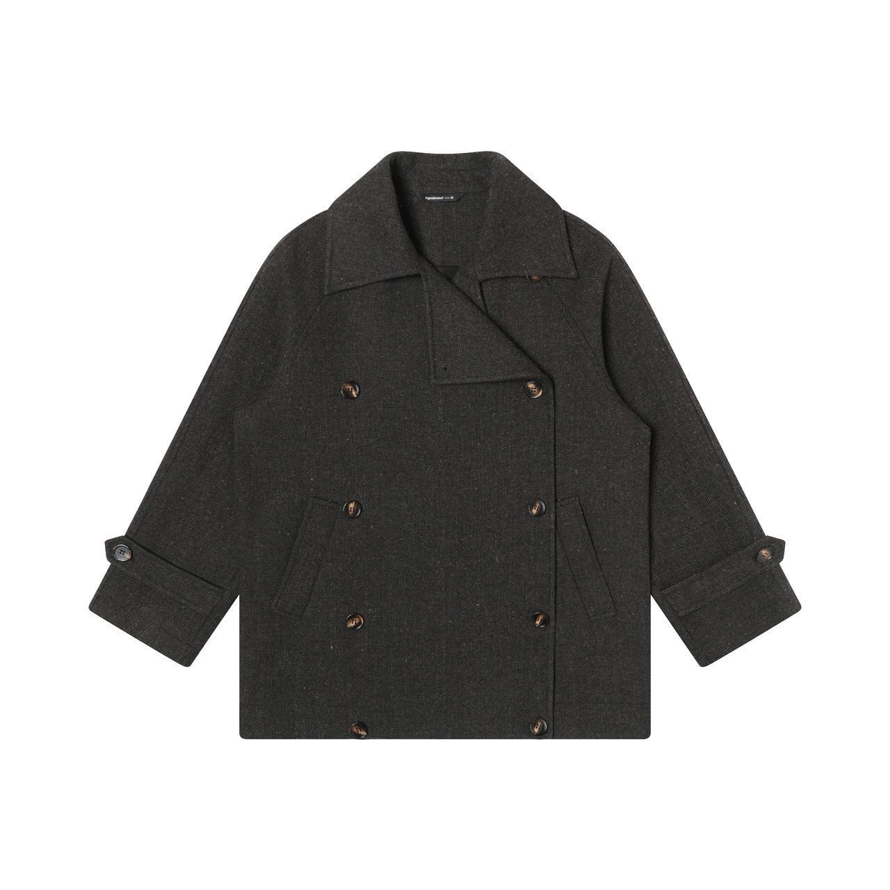 【TGNS】Dark Texture Double-Breasted Short Wool Coat / 【ツーガンズ】ダブルブレステッドボタンショートウールコート