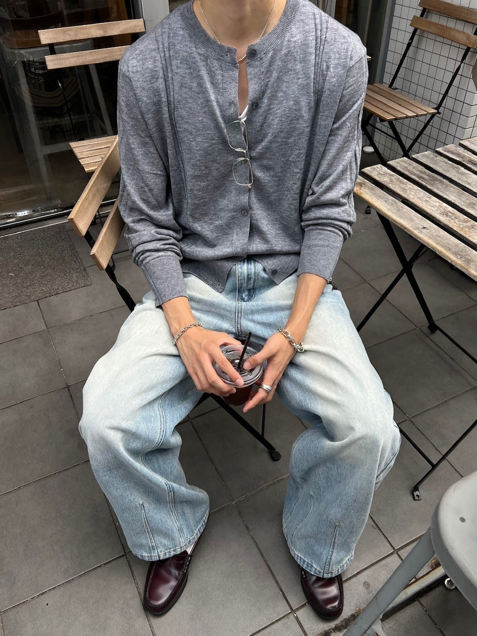 受注制【Chikashitsu +】wool blend cardigan / 【チカシツプラス】ウールブレンドカーディガン (2color)