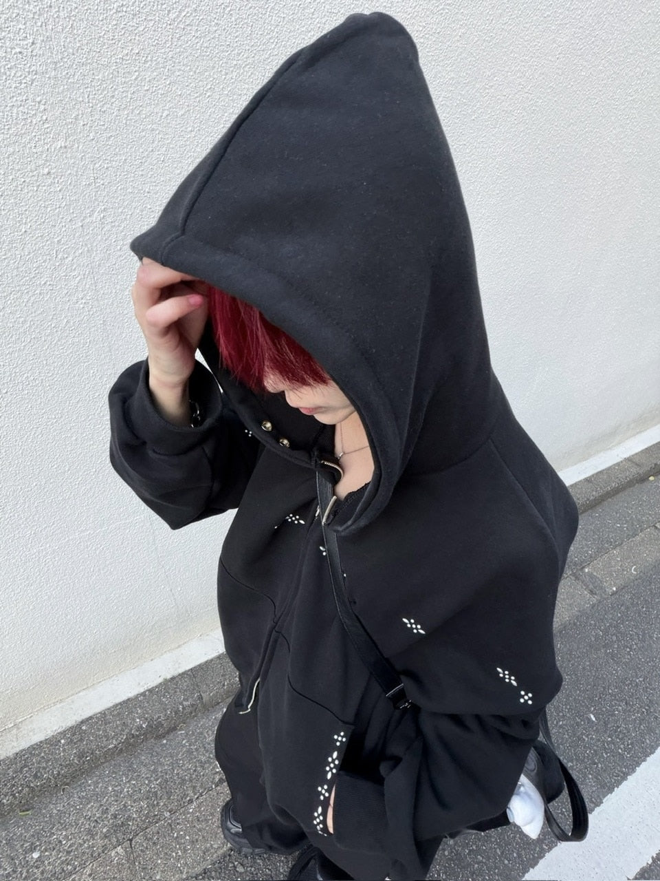受注制【LUV CODE】studs zip up hoodie (2color)