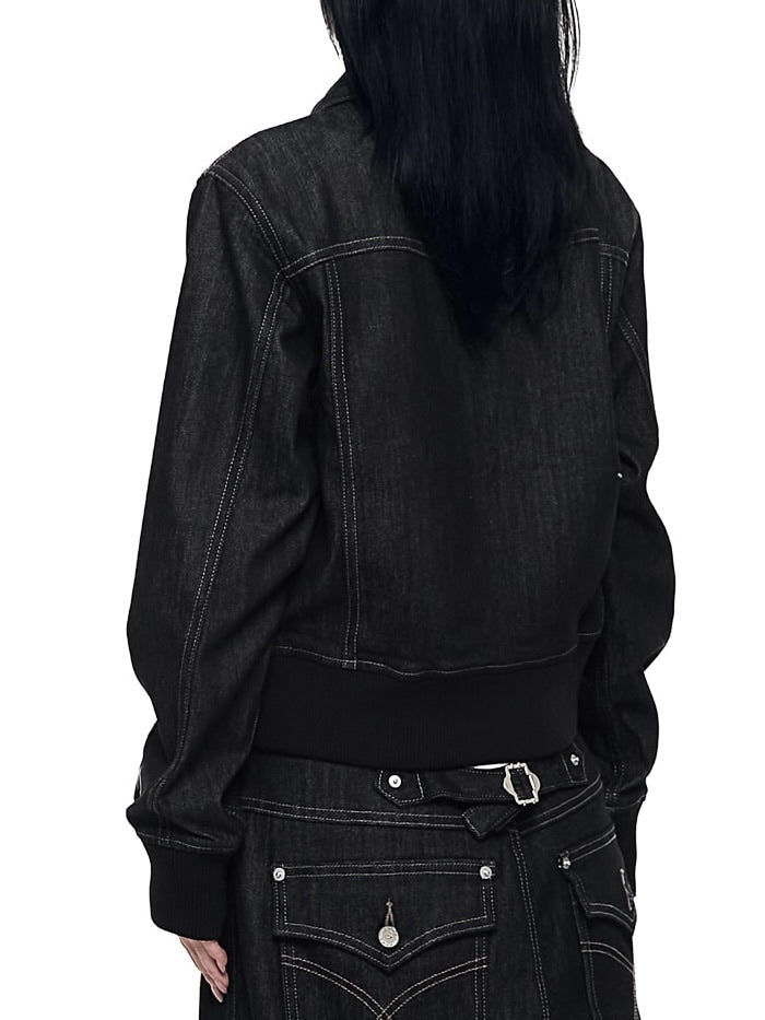 【AAKAM】Banding Denim Zip-Up Jacket