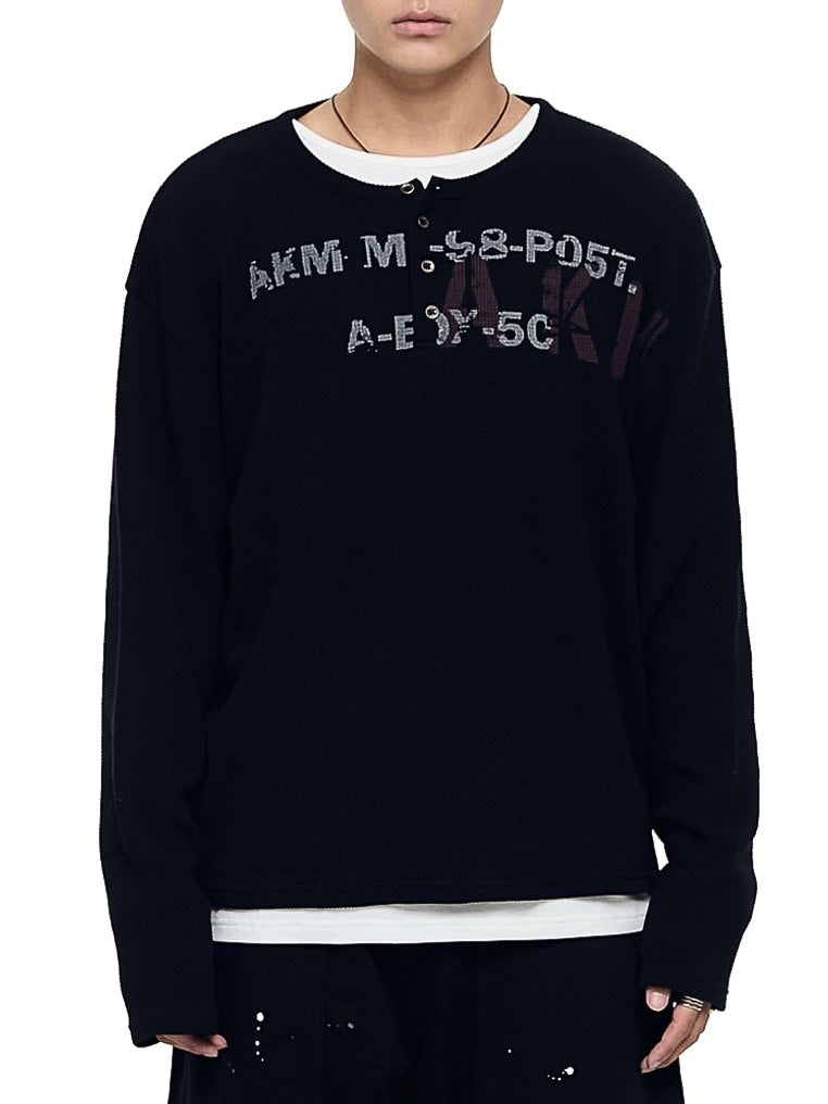 【AAKAM】Waffle Henry Neck Long Sleeve