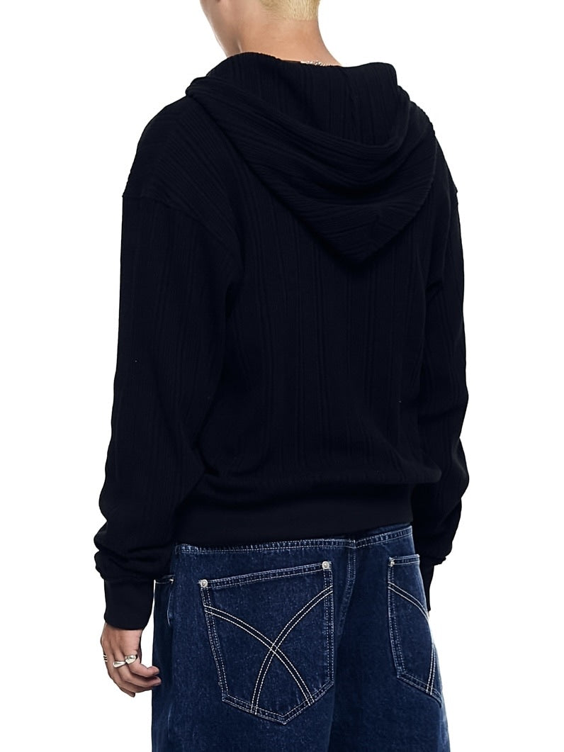 【AAKAM】Knitted Zip-Up Hoodie