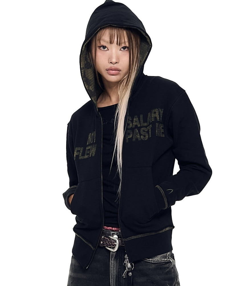 【AAKAM】Contrast Patch Zip-Up Hoodie