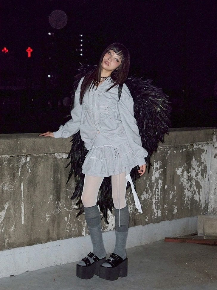 【NOT KNOWING】Gothic Cross Hood Zip Up / 【ノットノーイング】ゴシッククロスフードパーカー