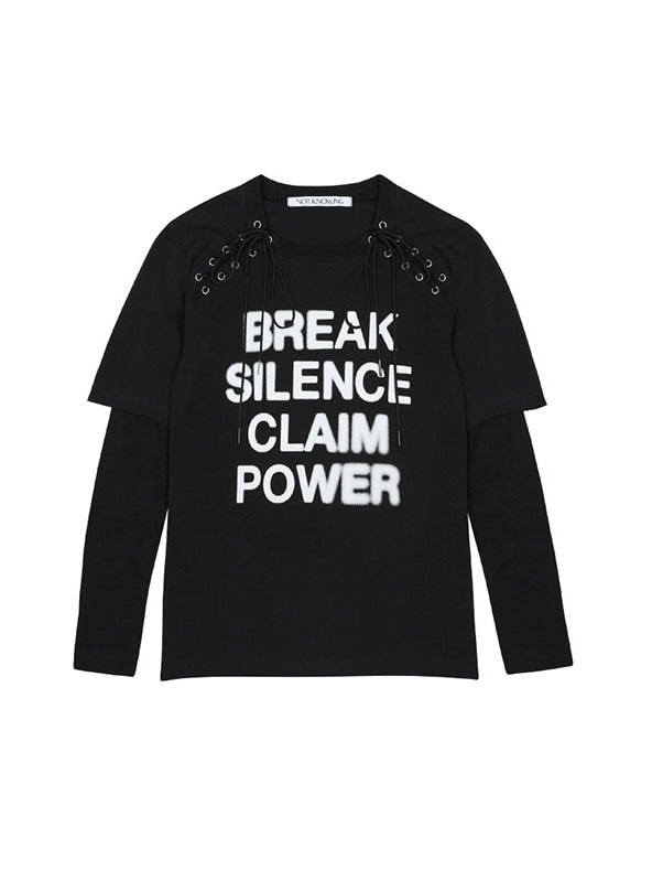 【NOT KNOWING】Lace-Up Layered Top / 【ノットノーイング】レースアップレイヤード長袖Ｔシャツ