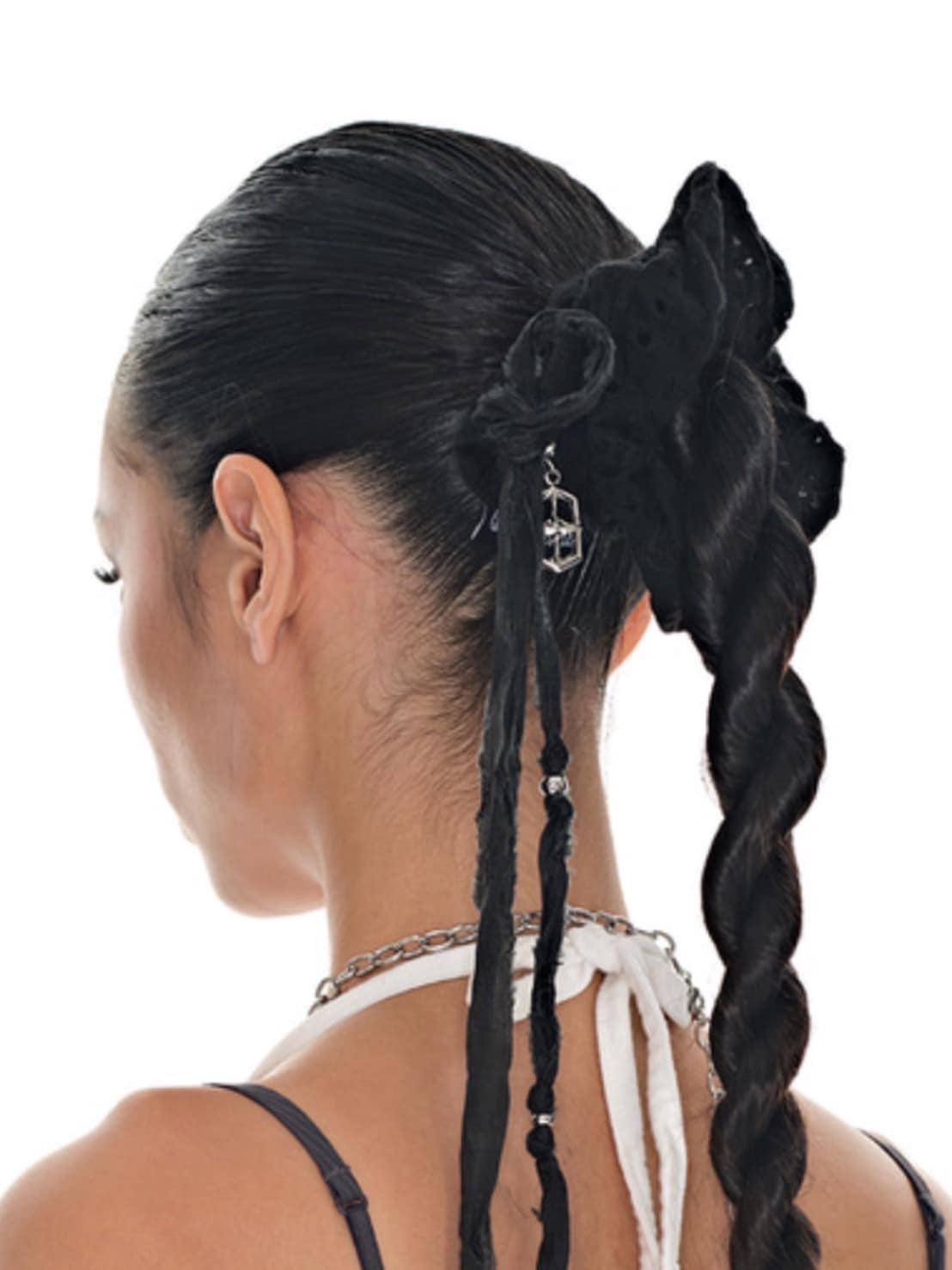 【BLACK PURPLE】Netty Lace Eyelet Scrunchie / 【ブラックパープル】ネットレースアイレットシュシュ