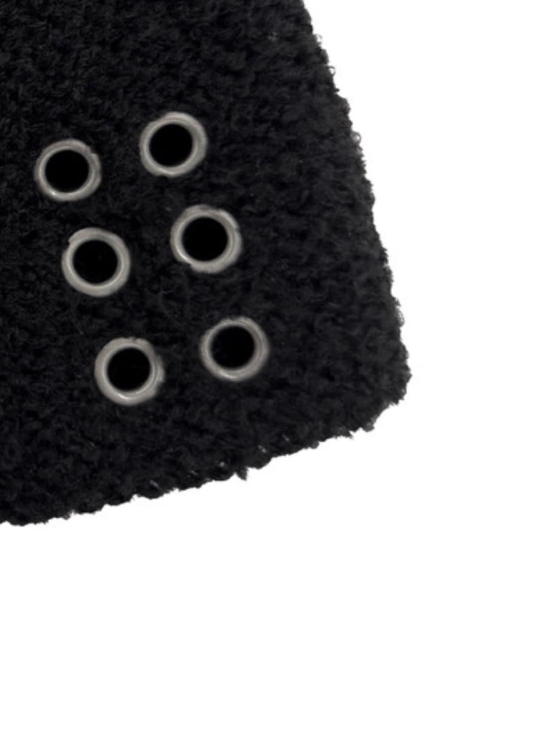 【BLACK PURPLE】Curly Custom Eyelet Beanie / 【ブラックパープル】カーリーカスタムアイレットニット帽