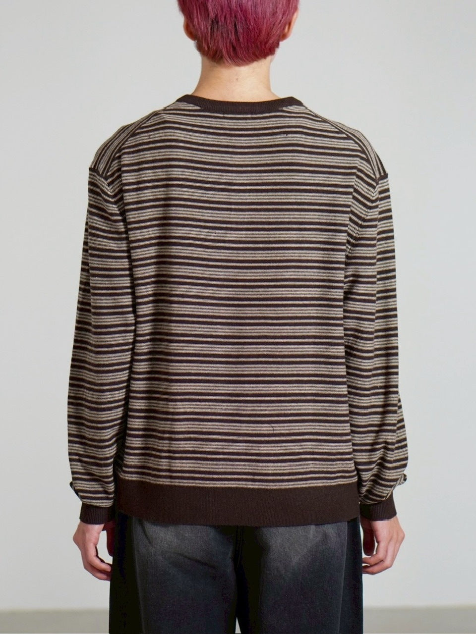 受注制【Chikashitsu +】cropped henry neck border knit / 【チカシツプラス】クロップドヘンリーネックボーダーニット (3color)