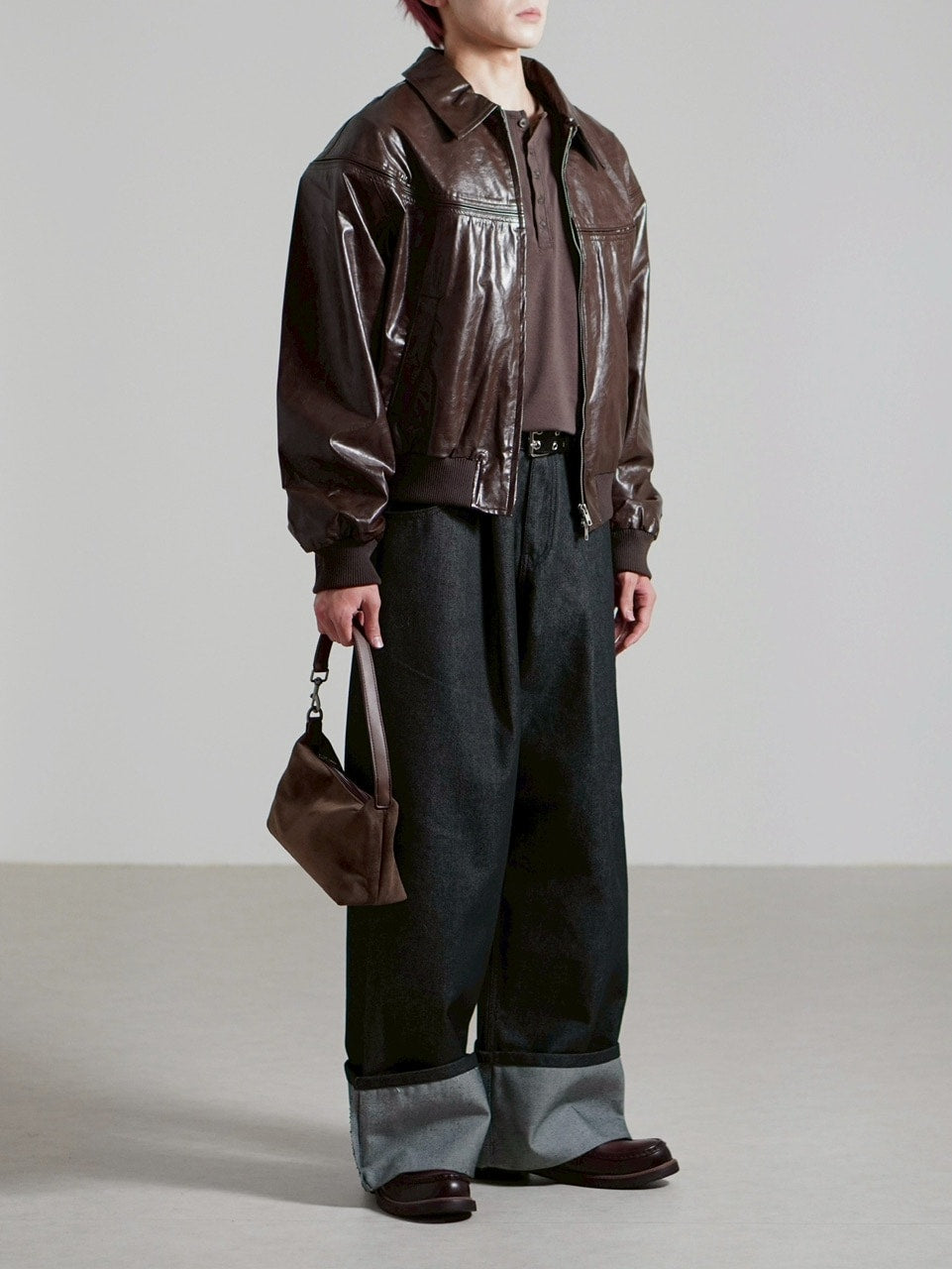 受注制【Chikashitsu +】round stitch non-leather jacket / 【チカシツプラス】ラウンドステッチノンレザージャケット (2color)