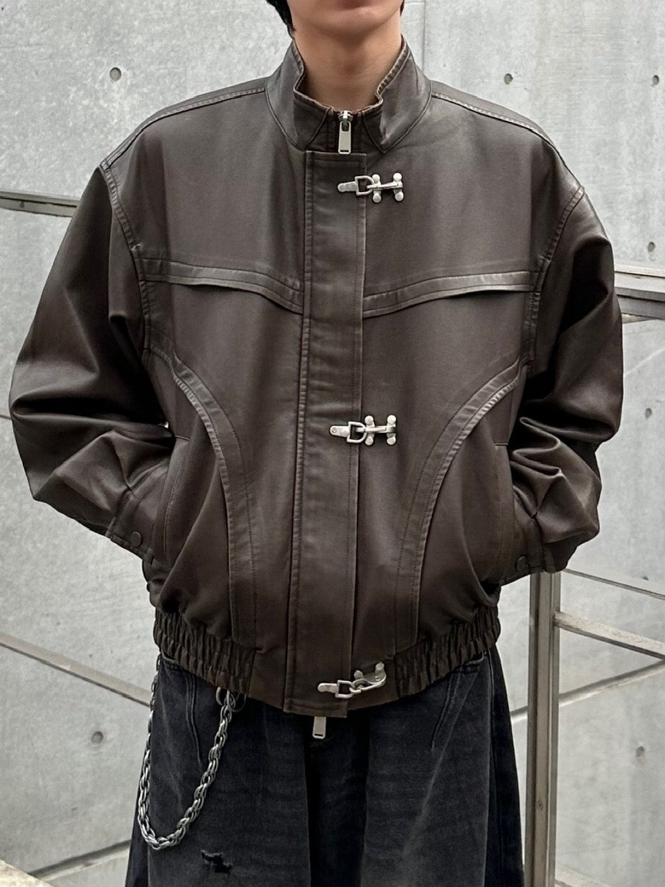 大阪店WEB限定受注制【Chikashitsu +】overfit fireman leather jacket / 【チカシツプラス】オーバーフィットファイアマンレザージャケット (2color)