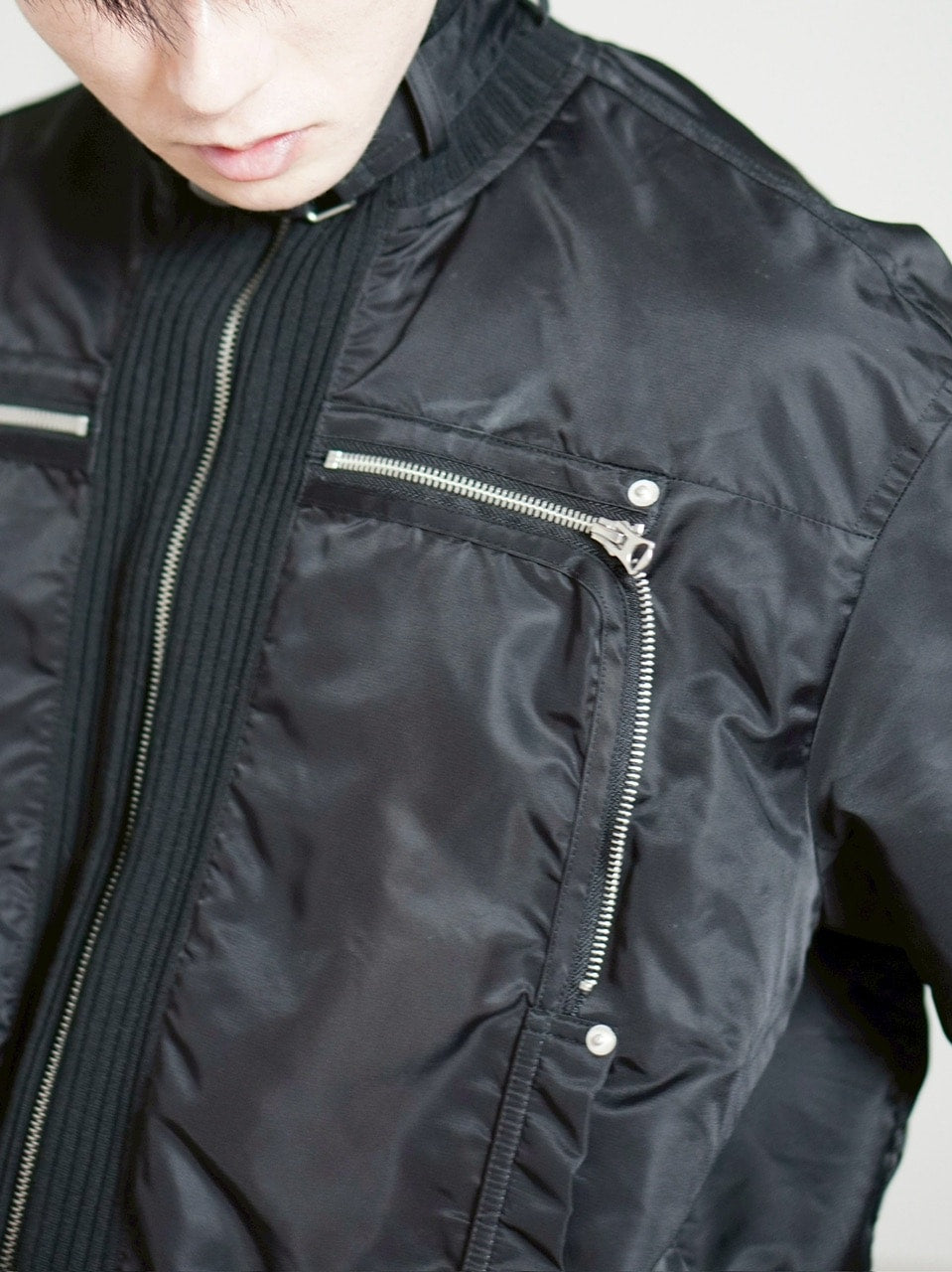 受注制【Chikashitsu +】zip up design bomber blouson / 【チカシツプラス】ジップアップデザインボンバーブルゾン