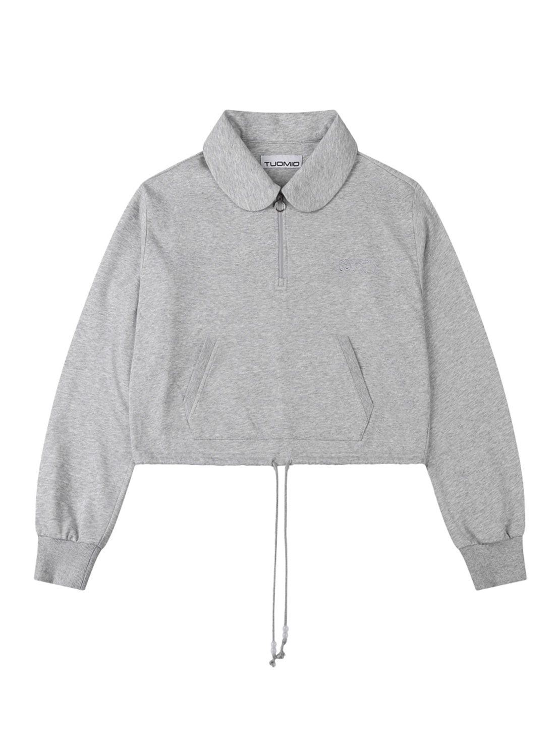 【TUOMIO】ROUND COLLAR STRING TOP / 【トゥオミオ】ラウンドカラーストリングハーフジップスェット