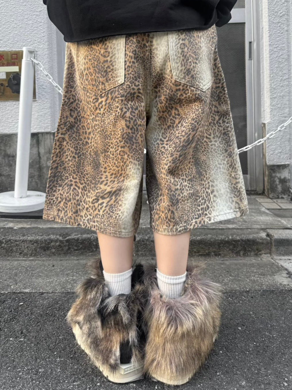 【Never mind the XU】leopard half pants / 【ネバーマインドザエックスユー】レオパードハーフパンツ (2color)