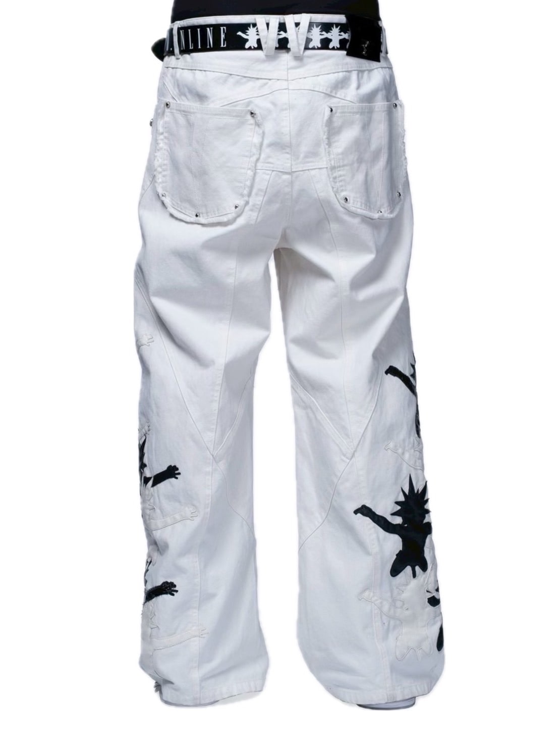 【F.V.V.O】Red Body Embroidered Signature Jeans / 【フリーワールドオーダー(エフヴィーヴィーオー)】ペイントスタッズデニムパンツ