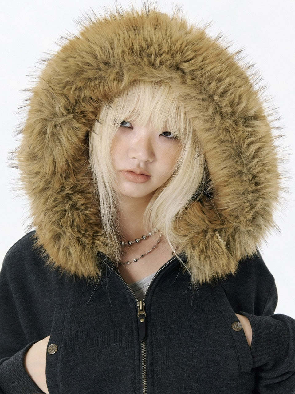 【runningHIGH】FUR ZIP UP HOODIE / 【ランニングハイ】ファージップアップパーカー