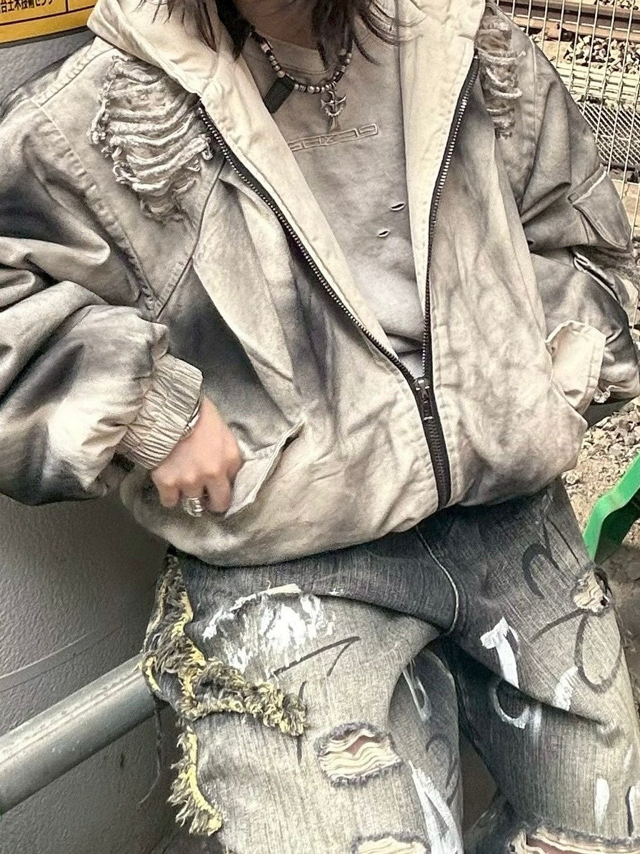 【Never mind the XU】damage washed long sleeve / 【ネバーマインドザエックスユー】ダメージウォッシュ長袖Tシャツ (3color)