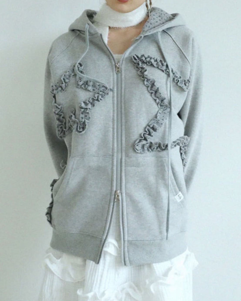 12/21 20:00 再販【Uglyshadow】FLOWER STAR HOODED ZIPUP