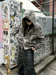 【Never mind the XU】camouflage zip up jacket / 【ネバーマインドザエックスユー】カモフラージュジップアップフードジャケット