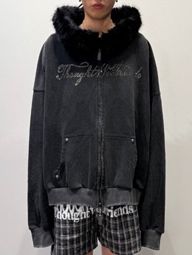 【Thought We Friends】Nyra Zip-Up Jacket with Detachable Fur Hood
