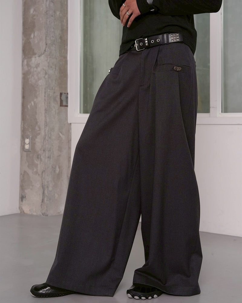 【ESC STUDIO】Bag buckle detail wide pants