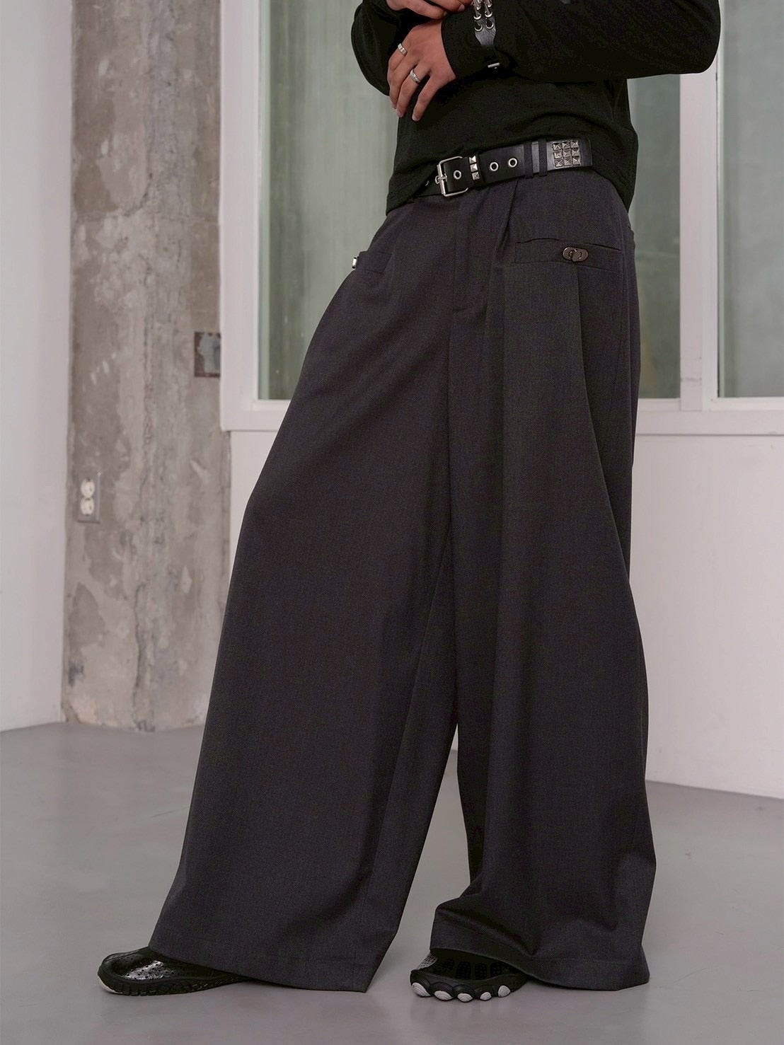 【ESC STUDIO】Bag buckle detail wide pants