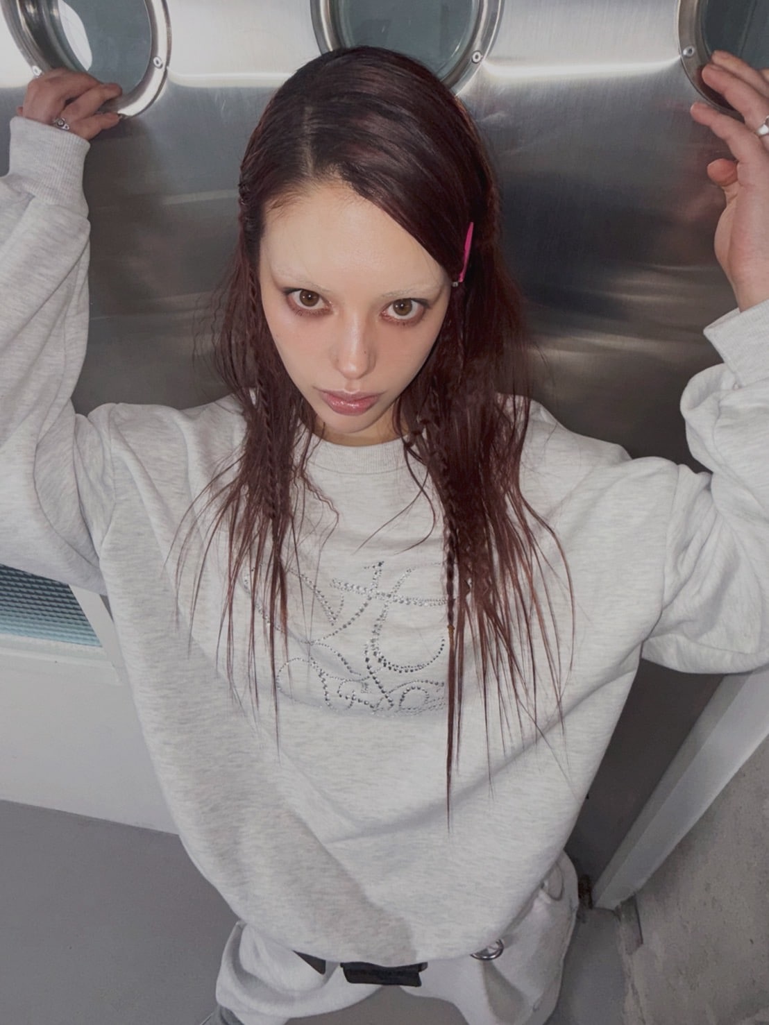 【HOLY NUMBER 7】OVERFIT HIP HOP MOVE CUBIC LETTERING SWEATSHIRT