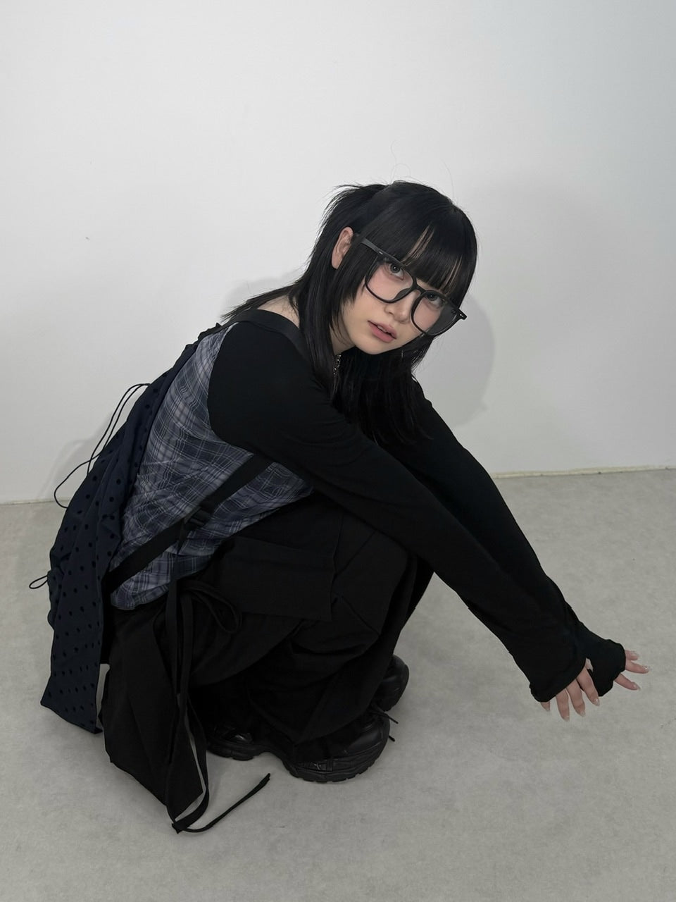 国際配送【Nerd out XU】pleats layered skirt pants set (2color)