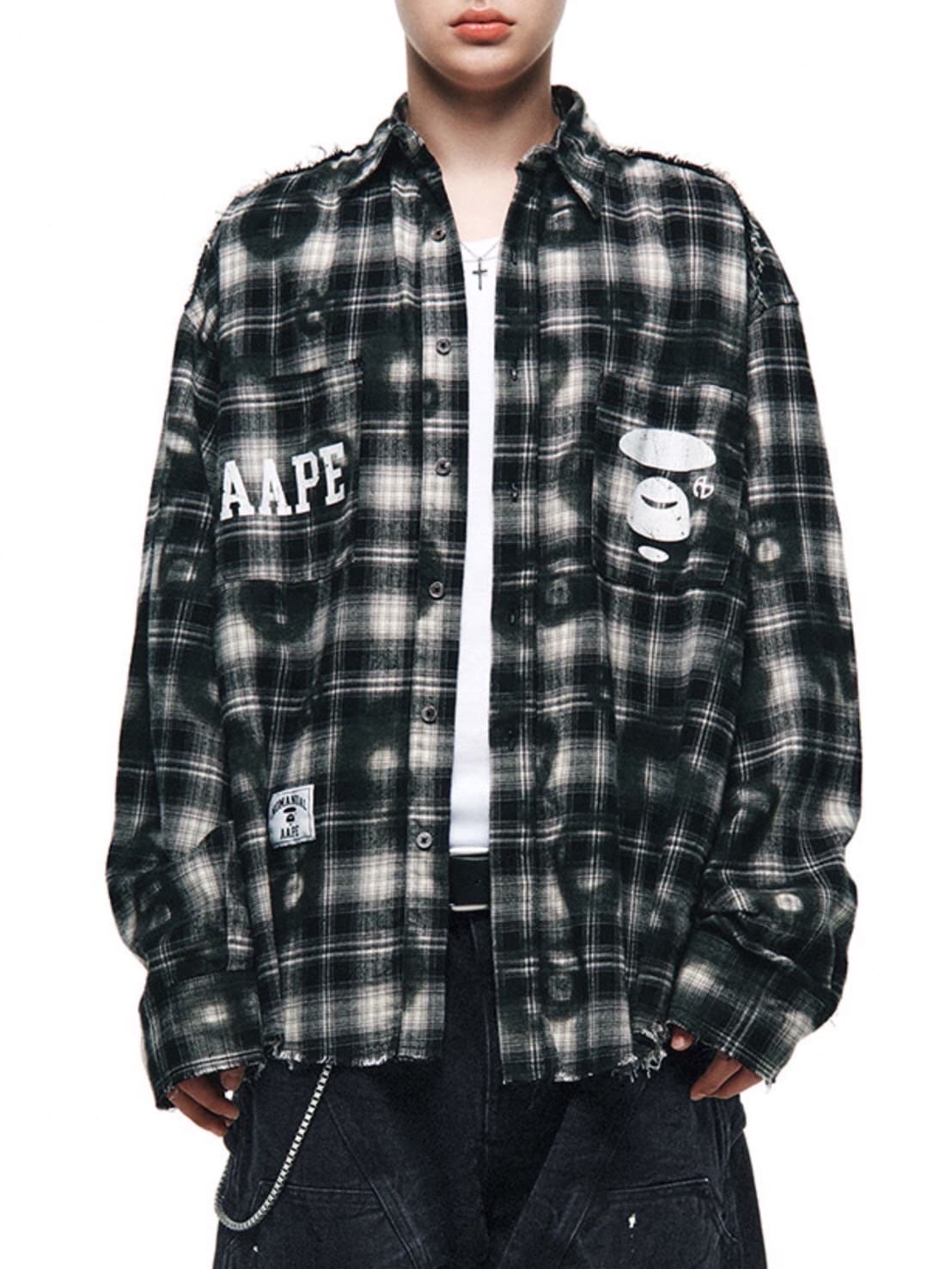 【AAPE X NOMANUAL】AAPE X NOMANUAL SPRAYED SYMBOL CHECK SHIRT