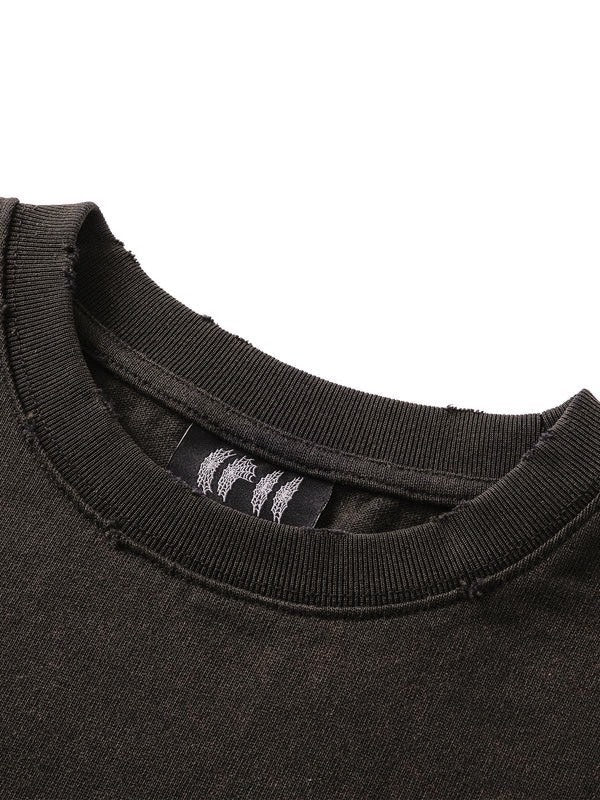 【The Boy Has No Patience】Two-Color Printed Long Sleeves (Washed + Damaged) / 【ザボーイハズノーペーシェンス】グラフィックプリント長袖Tシャツ