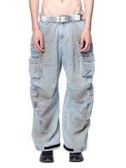 【The Boy Has No Patience】Adjustable Multi-Pocket Wiping Overalls / 【ザボーイハズノーペーシェンス】マルチポケットデニムパンツ