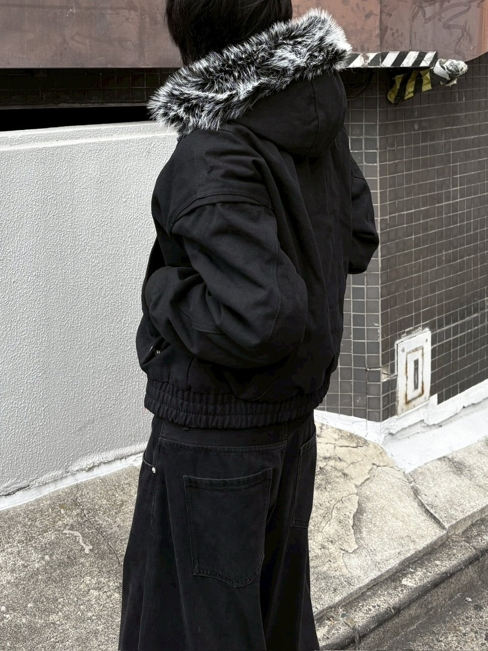 【youll】cropped fur hooded blouson