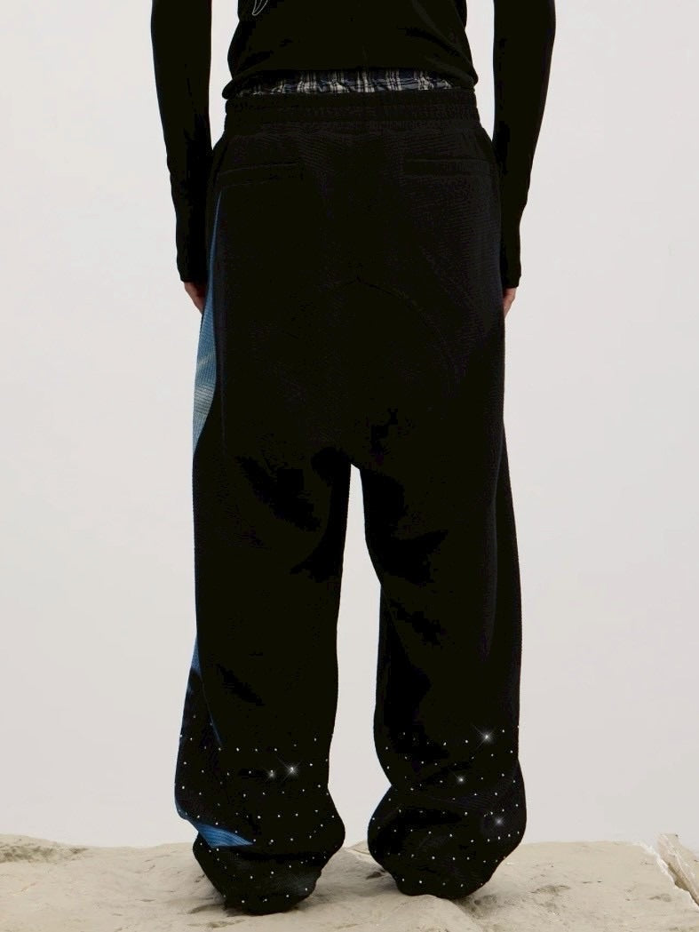 【DND4DES】Saint-M?・re De R?・ches Double-Waist Sweatpants /【ディーエヌディーフォーデス】ダブルウエストラインストーンスウェットパンツ