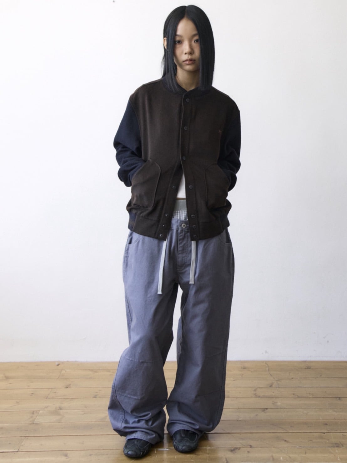 【THECOLDESTMOMENT】TCM mini logo varsity jacket