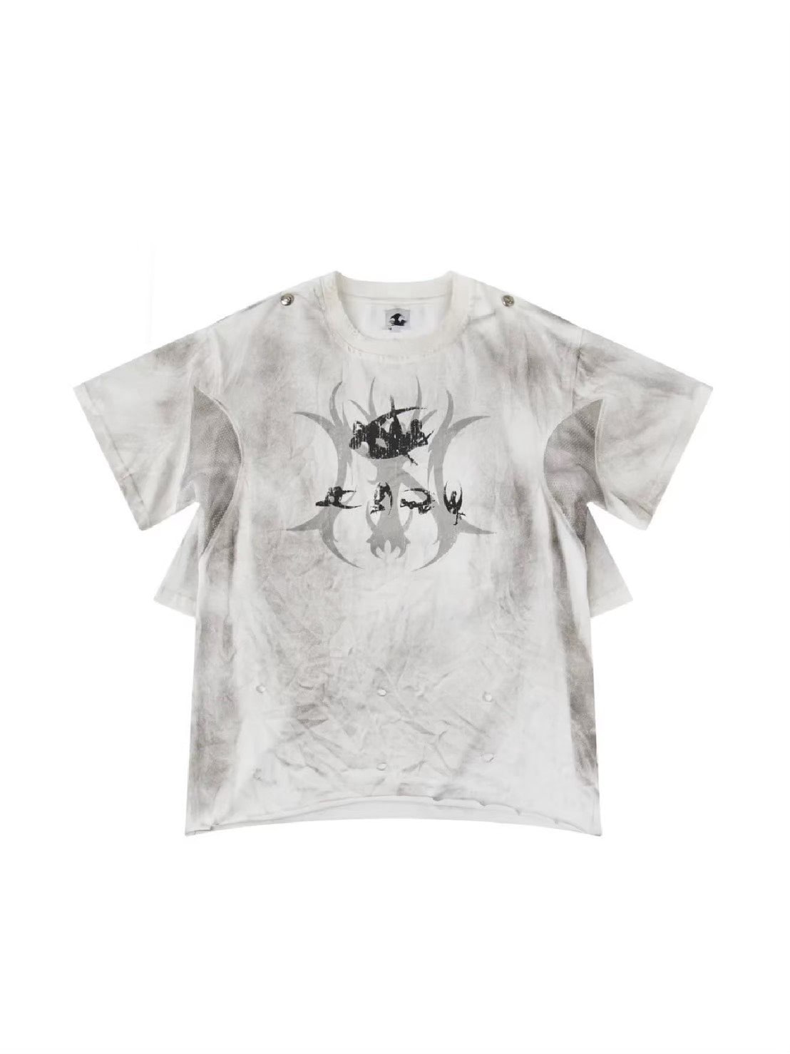 【Cozy world Wide】"CHAOS GIRL" WAXED T SHIRT / 【コージーワールドワイド】ロゴグラフィックウォッシュ半袖Tシャツ
