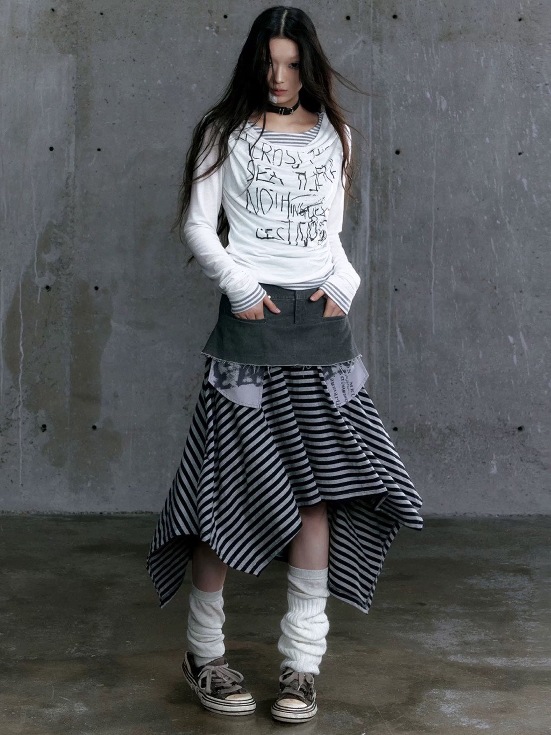 【Cest Nous】Border Patchwork T-Shirt