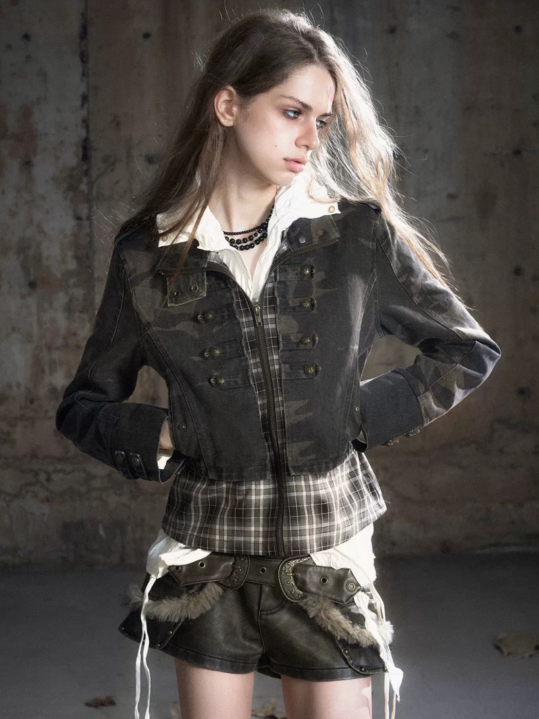 【Cest Nous】Baroque Jacket / 【セヌー】ハイネックバロックジップアップデニムジャケット