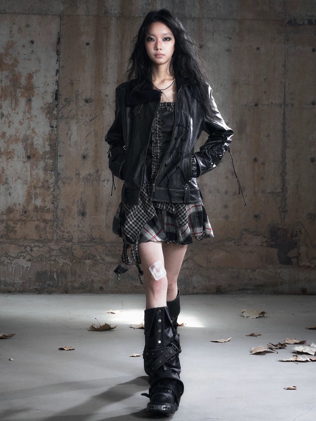 【Cest Nous】Lace-up Non-leather Jacket / 【セヌー】ハイネックコーティングレースアップジャケット