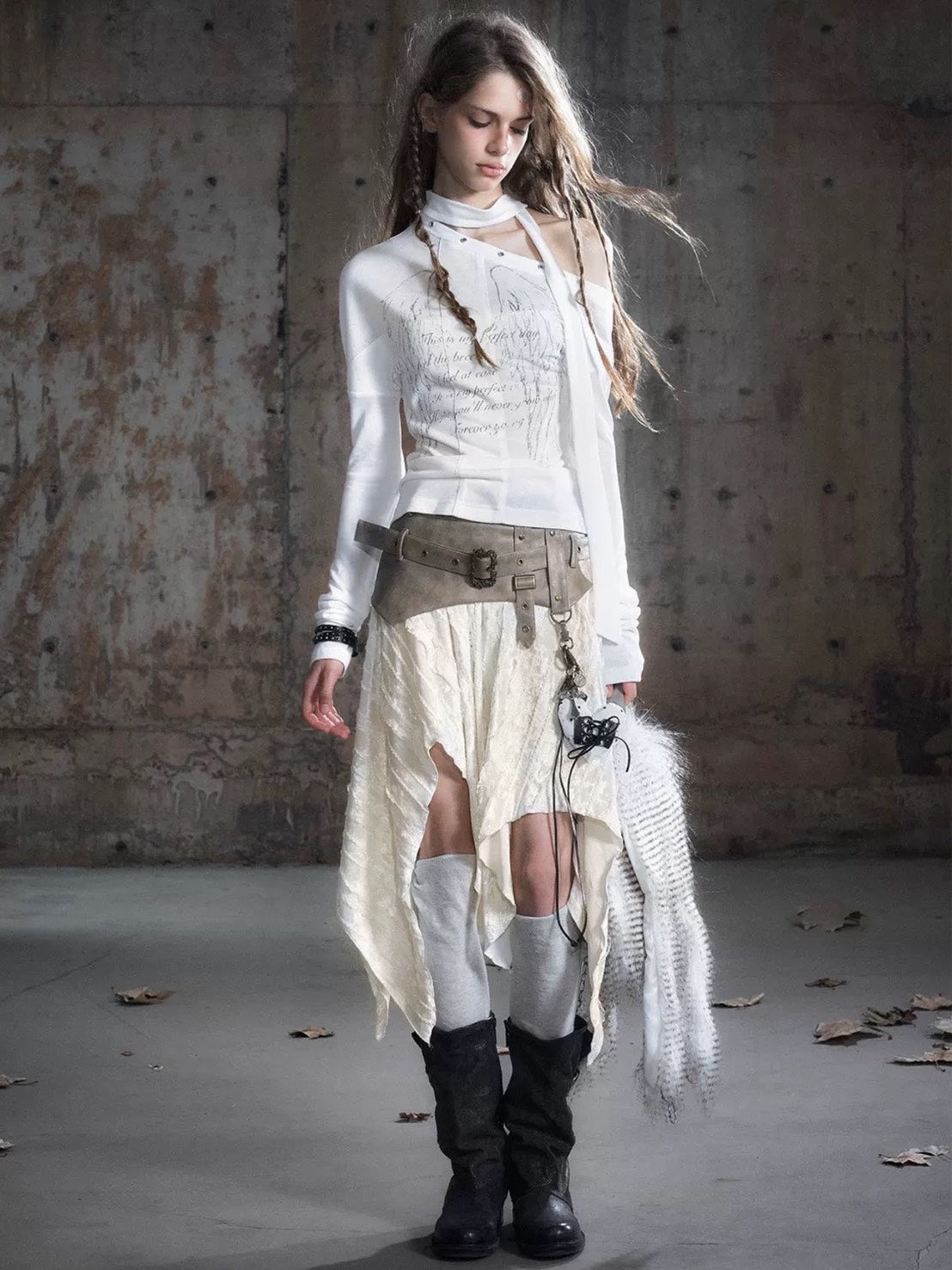 【Cest Nous】Belted Plaid Skirt / 【セヌー】ベルトアシンメトリースカート