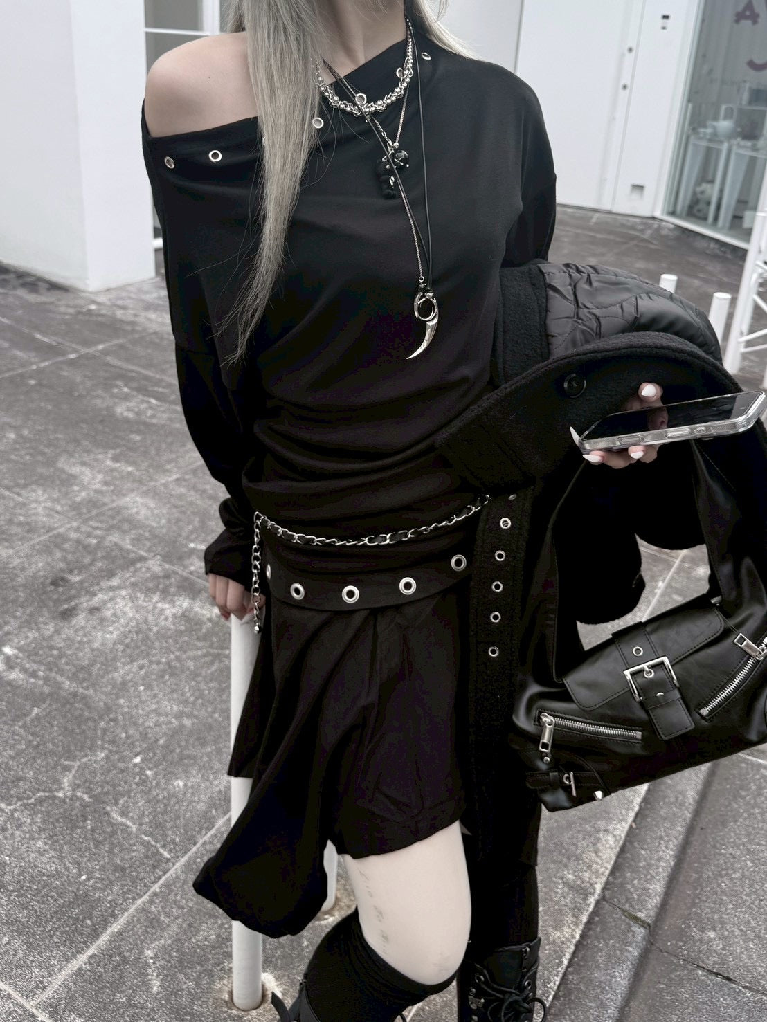 受注制【nmtc +】Eyelet midi skirt / 【チカシツプラス】アイレットミディアムスカート (2color)