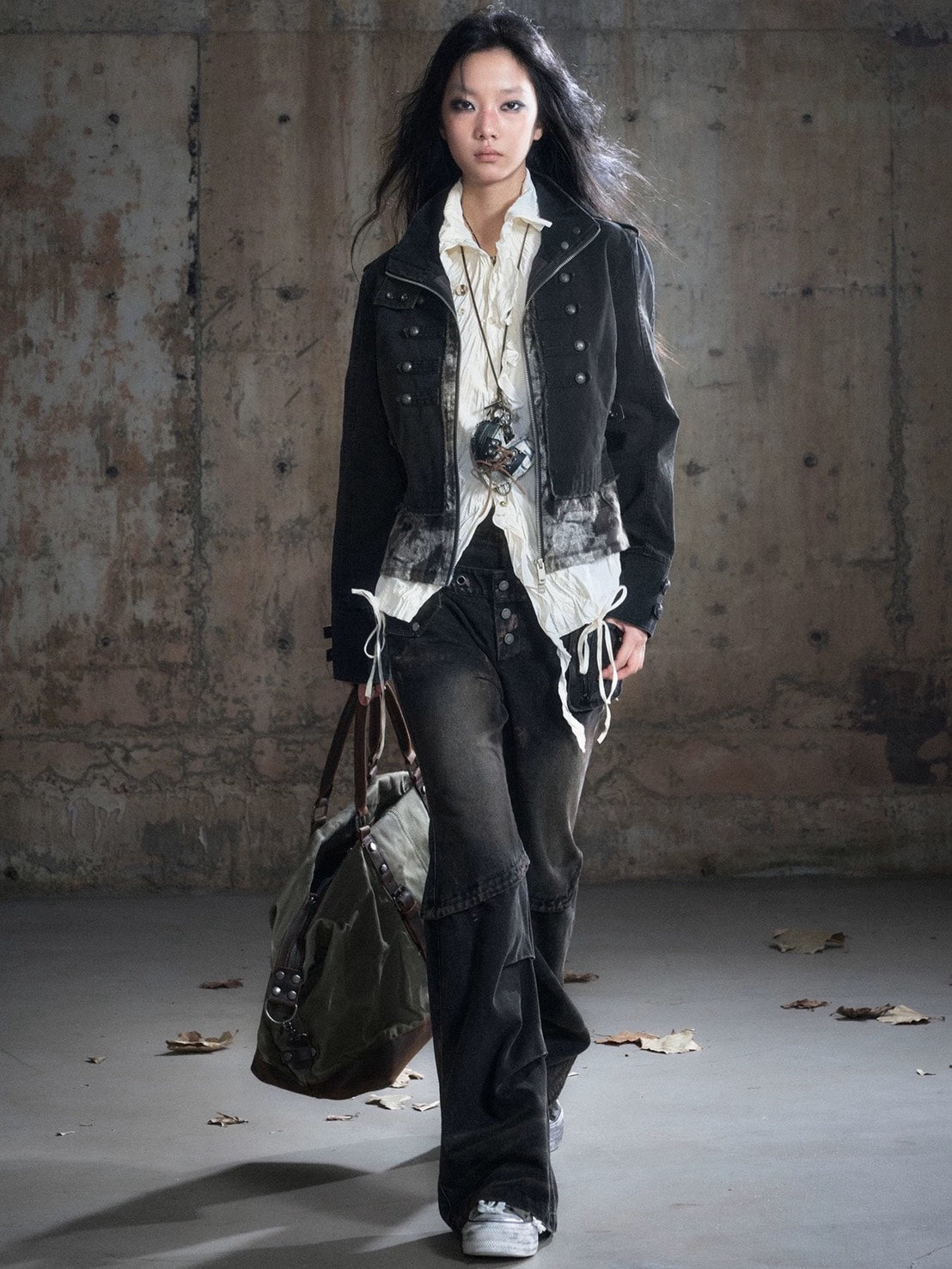 【Cest Nous】Dirty Wash Double Waist Jeans / 【セヌー】ダーティーウォッシュダブルウエストデニムパンツ"