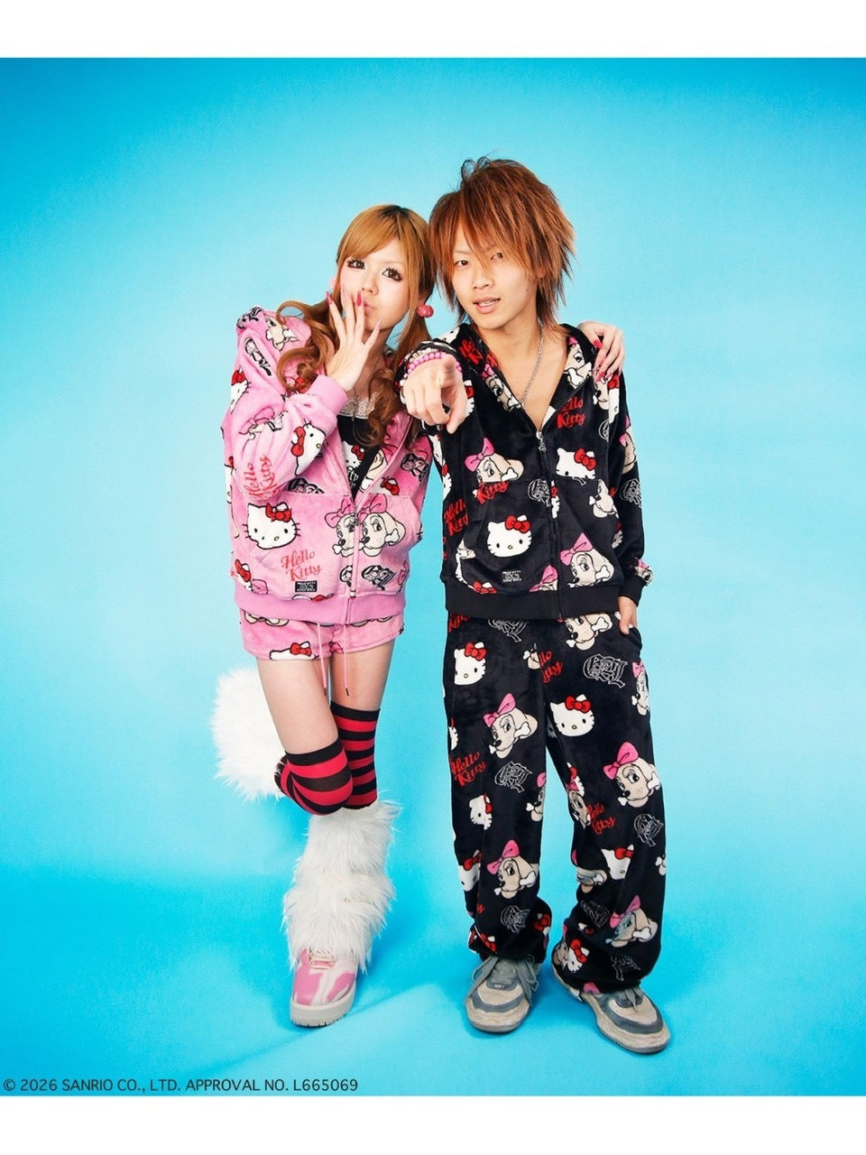 【GALFY×KITTY】ラブリーふわもこ3ピースSET UP / 【ガルフィー×キティー】総柄猫耳３ピースセットアップ