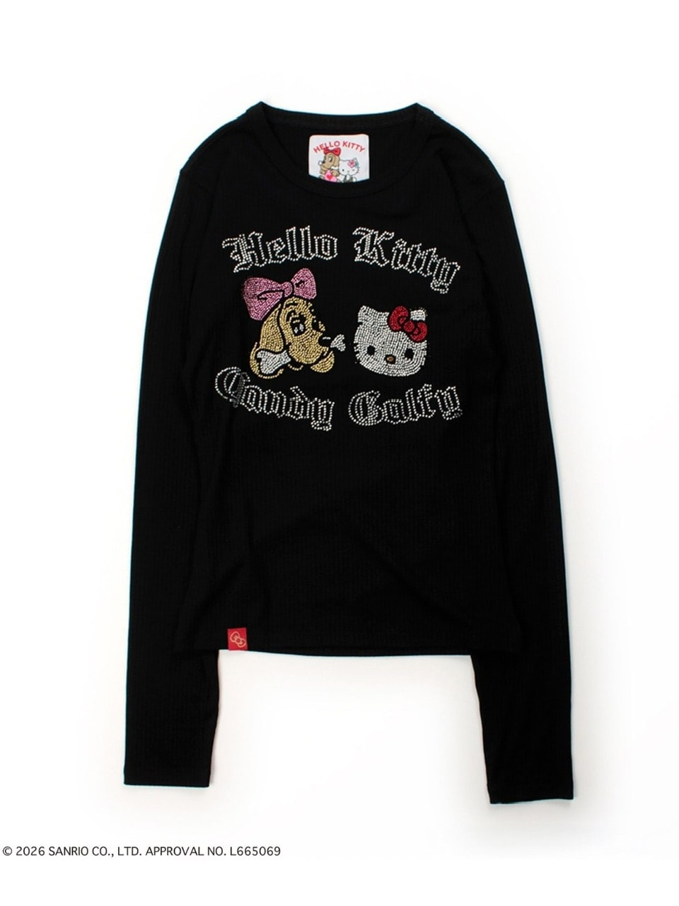 【GALFY×KITTY】キラキラキティガルTee / 【ガルフィー×キティー】ラインストーンシースルー長袖Tシャツ