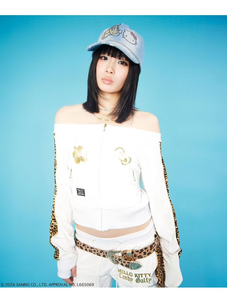 【GALFY×KITTY】キラキラデニムキャップ / 【ガルフィー×キティー】キティラインストーンデニムキャップ