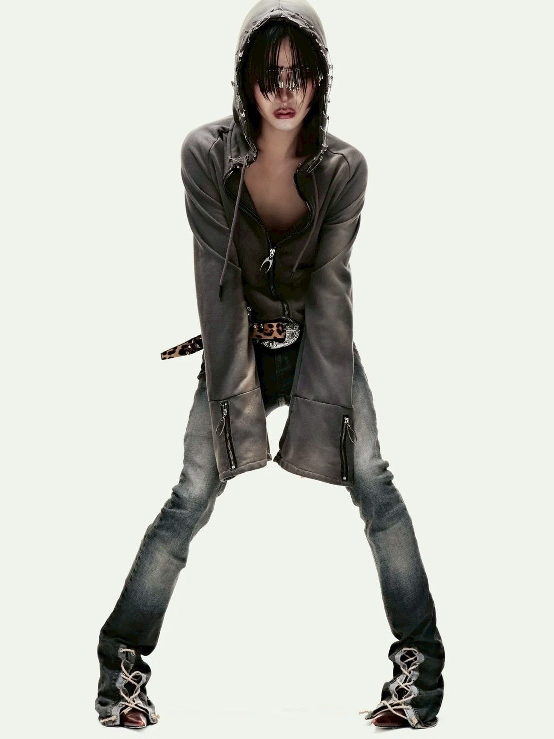 【Cozy world Wide】Cozy waxed brown zip up hoodie