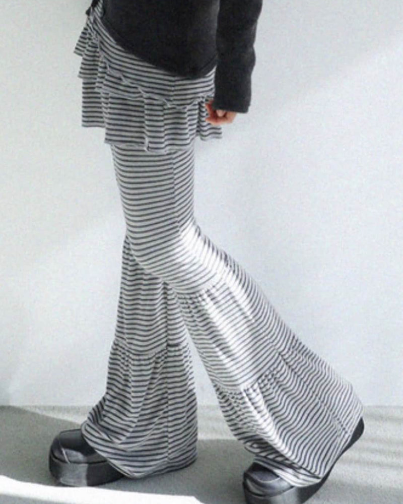 12/21 20:00 発売【Uglyshadow】CANCAN STRIPE SKIRT PANTS