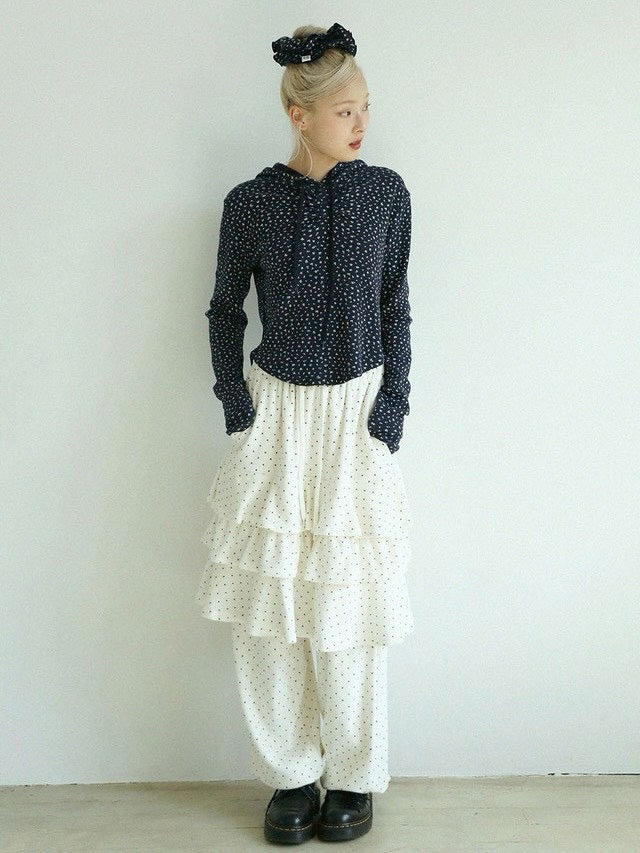 12/21 20:00 発売【Uglyshadow】DOT VELVET CANCAN MIDI SKIRT PANTS